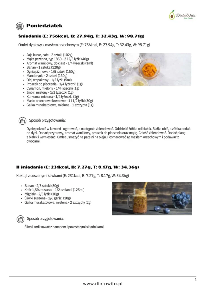 Przykładowe posiłki z Diety klasycznej Jesień